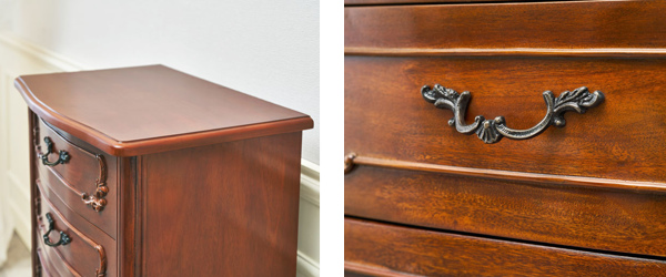 チェスト 5段 クラシック調 マホガニー前板 猫脚 幅52cm ( サイドチェスト リビング収納 天然木 木製 タンス リビングボード 収納 サイドボード ブラウン 茶色 シック 高級感 おしゃれ 完成品 )