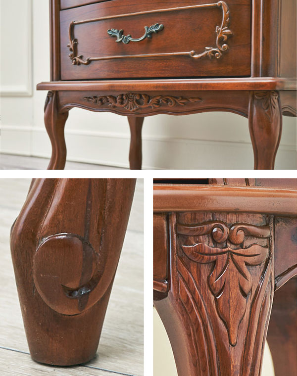 チェスト 5段 クラシック調 マホガニー前板 猫脚 幅52cm ( サイドチェスト リビング収納 天然木 木製 タンス リビングボード 収納 サイドボード ブラウン 茶色 シック 高級感 おしゃれ 完成品 )