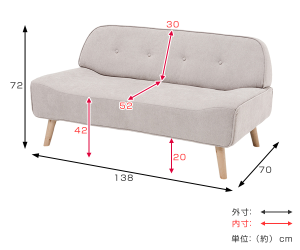 dショッピング |ソファ 二人掛け 幅138cm コンパクト ファブリック