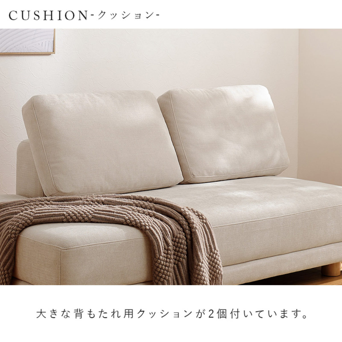 ソファ 2人掛け 幅164cm クッション2個付 エルマ ( 開梱設置 ローソファ フロアソファ 脚取り外しOK 座面 ゆったり クッション取り外し ファブリック 北欧 モダン スタイリッシュ ホテルライク ) 【アイボリー】 アイボリー