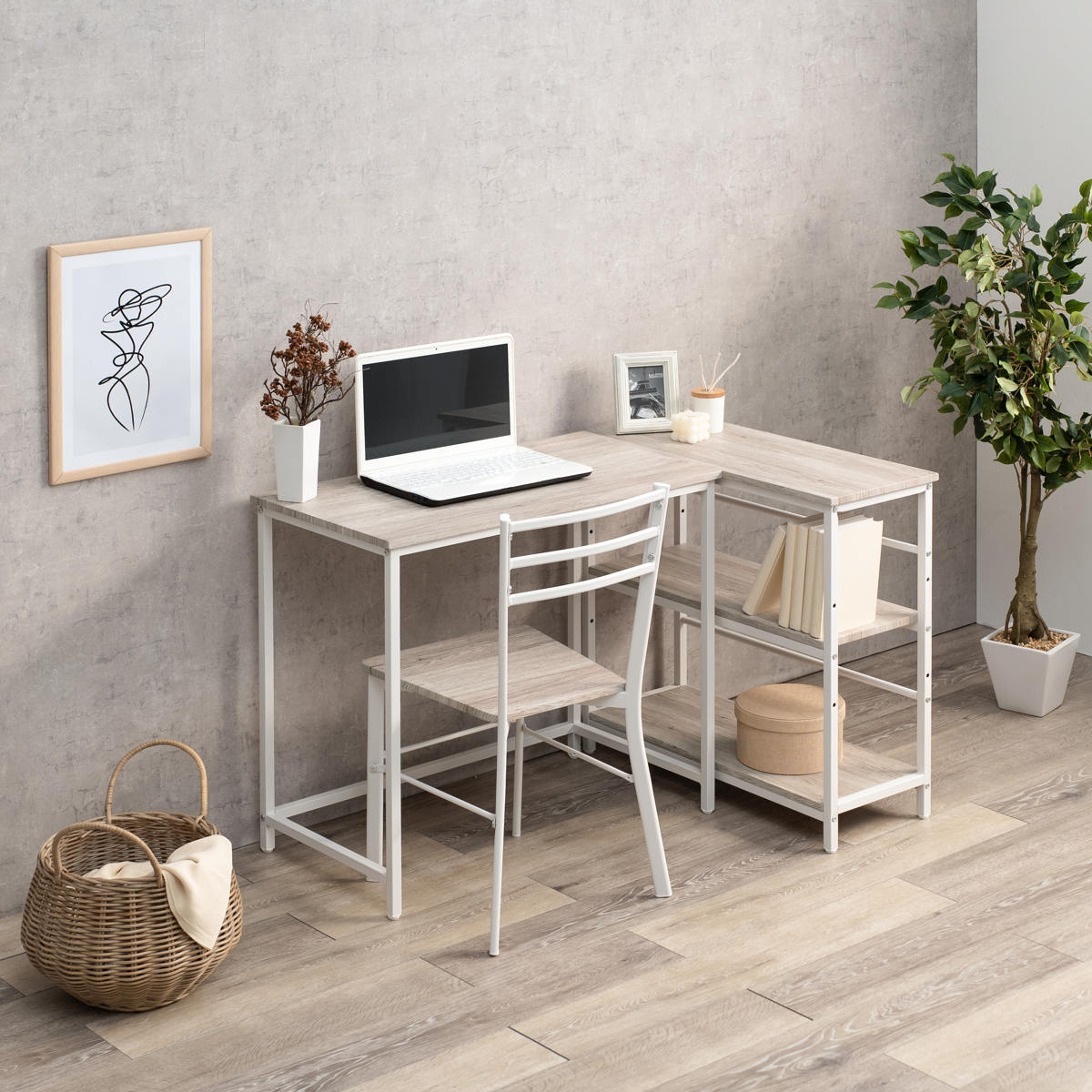 ワークデスク 幅100cm ロングデスク 2口コンセント付 ( スリム デスク 机 シンプルデスク パソコンデスク 木目調 学習机 勉強机 コンセント付き 奥行 45cm スチール脚 ) 【ブラウン】 ブラウン