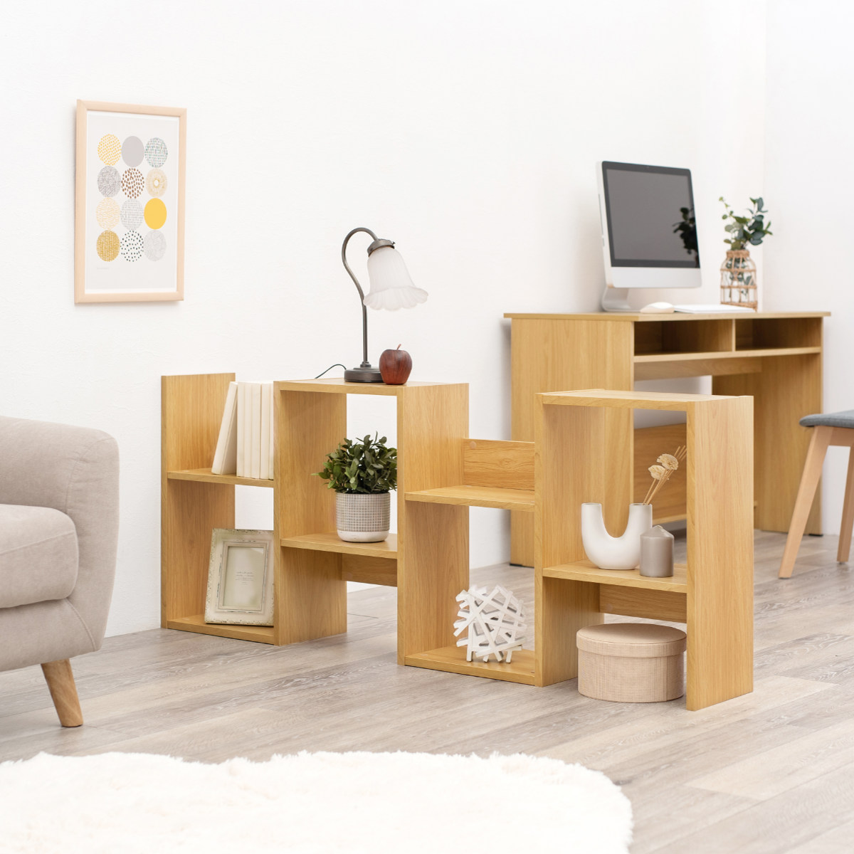 オープンラック 幅62cm 4段 A4対応 魅せる収納 ( ラック 棚 本棚 A4サイズ シェルフ 飾り棚 縦置き 横置き ディスプレイ 収納 間仕切り 背面化粧 四段 ブラウン ナチュラル ホワイト ) 【ナチュラル】 ナチュラル