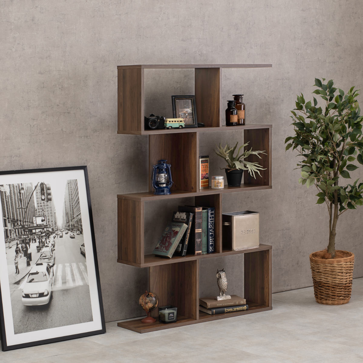 オープンラック 幅90cm 4段 A4対応 魅せる収納 ( ラック 棚 本棚 A4サイズ シェルフ 飾り棚 縦置き 横置き ディスプレイ 収納 間仕切り 背面化粧 四段 ブラウン ナチュラル ホワイト ) 【ブラウン】 ブラウン