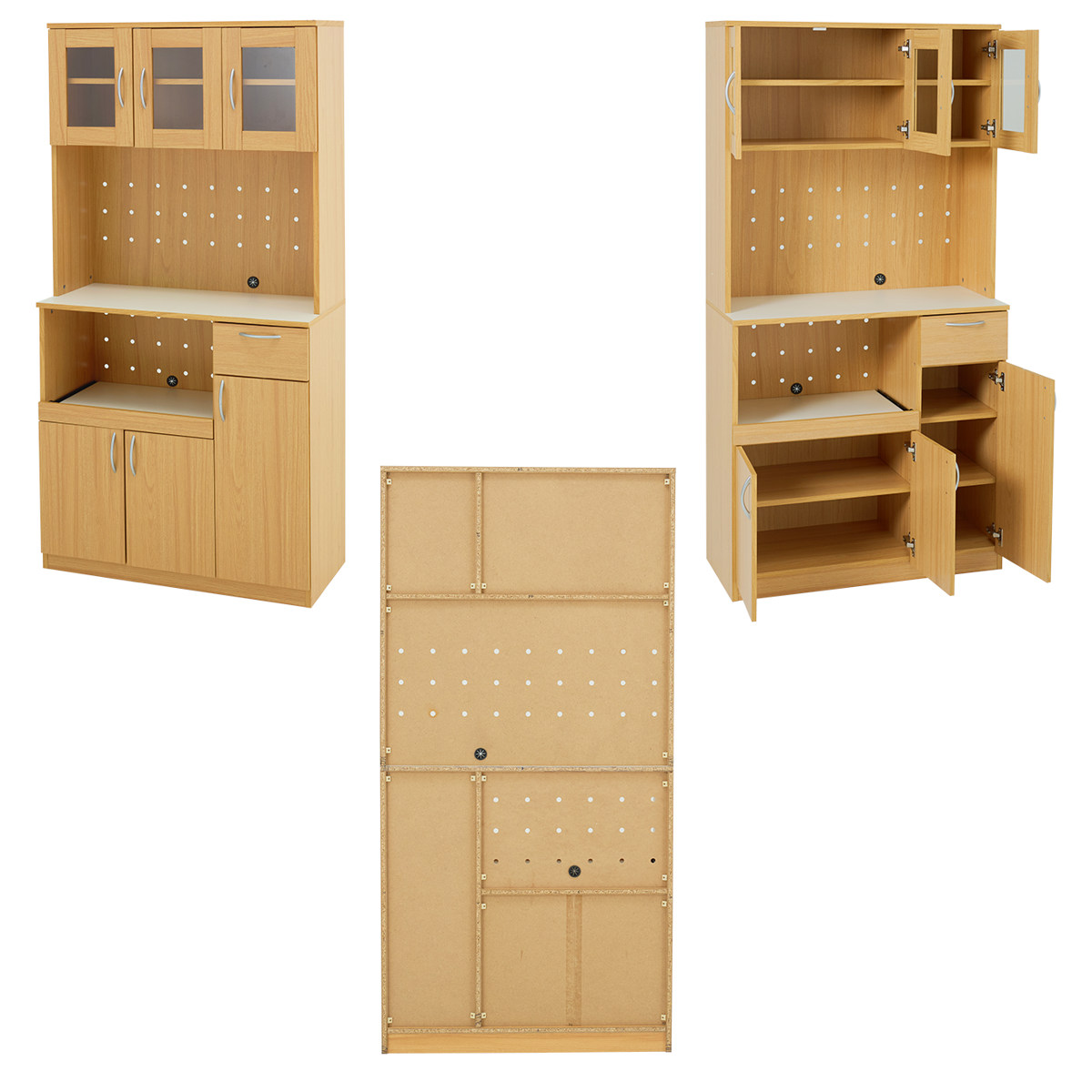 キッチンボード 幅89cm キッチン収納 大容量タイプ ( 食器棚 カップボード キッチンワゴン ラック 棚 収納 隙間 大容量 食器収納 引き出し ブラウン ナチュラル ホワイト シンプル ) 【ブラウン】 ブラウン