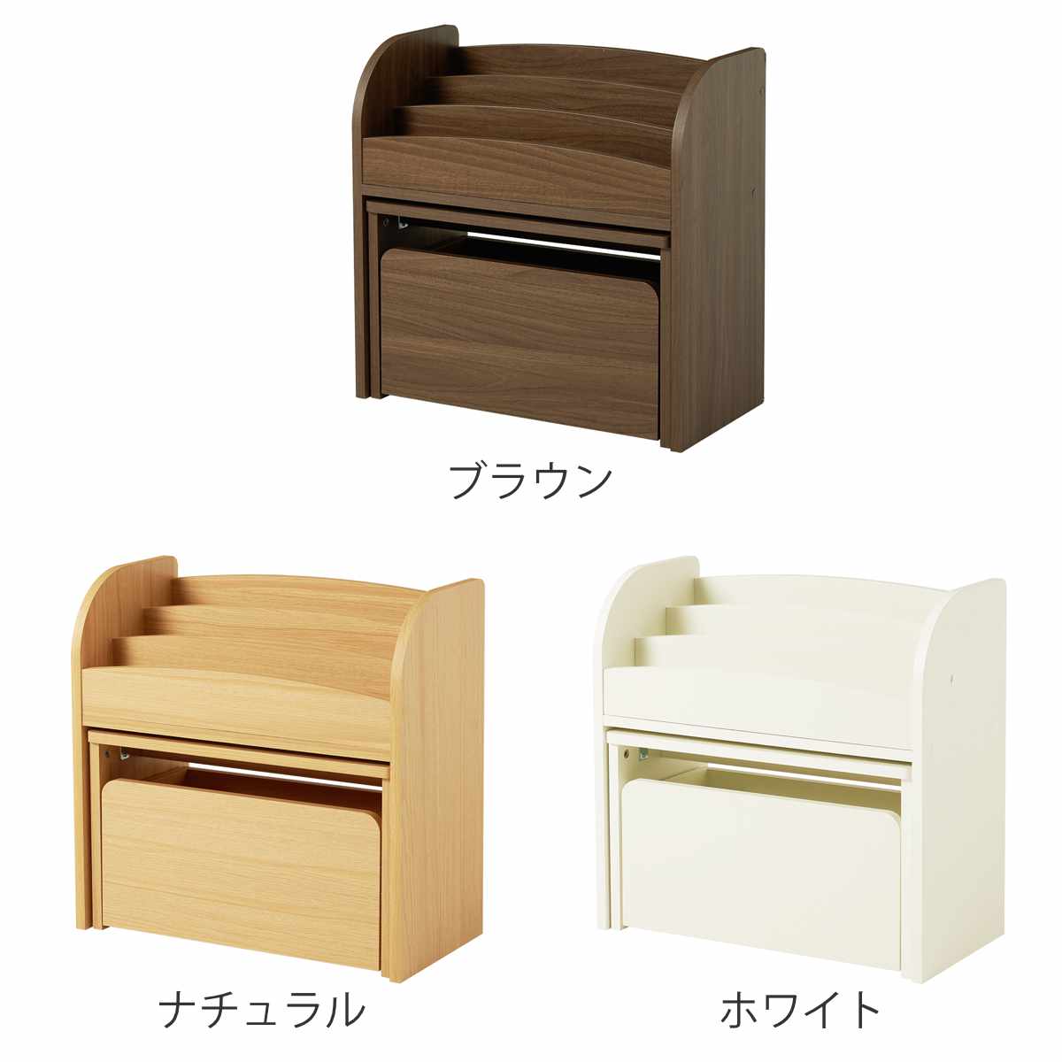 絵本ラック 3点セット デスク ワゴン 幅60cm オープンタイプ ( 絵本棚 ミニデスク キッズラック おもちゃ収納 絵本 棚 ラック ロータイプ スリム 子ども 木目調 おもちゃラック 収納 おもちゃ 片付け キッズ おしゃれ シンプル ) 【ナチュラル】 ナチュラル