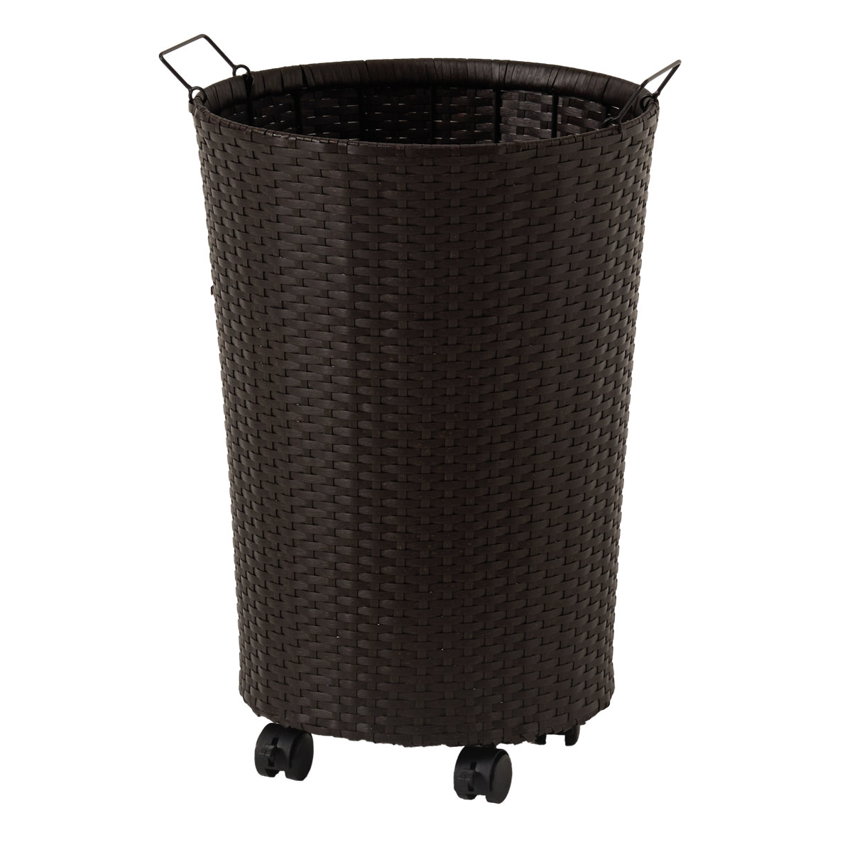 ランドリーバスケットワゴン 幅45cm キャスター付 完成品 ( バスケット ランドリー ワゴン 脱衣カゴ 洗濯カゴ 収納 ランドリーバスケット 防水 ラタン調 ダークブラウン グレー ホワイト 家具 ) 【ホワイト】 ホワイト