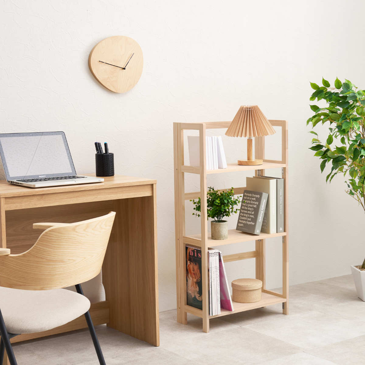 折りたたみラック 3段 幅50cm 完成品 軽量 4kg 天然木 ( 折りたたみ ラック 棚 パイン材 軽い フォールディング A4対応 ディスプレイ 無塗装 収納 すき間 家具 三段 完成品 )