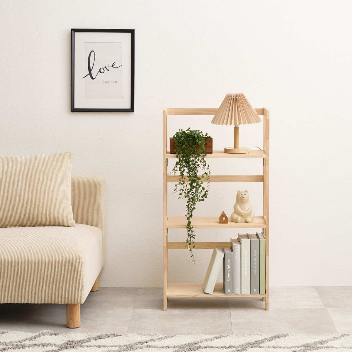 折りたたみラック 3段 幅50cm 完成品 軽量 4kg 天然木 ( 折りたたみ ラック 棚 パイン材 軽い フォールディング A4対応 ディスプレイ 無塗装 収納 すき間 家具 三段 完成品 )