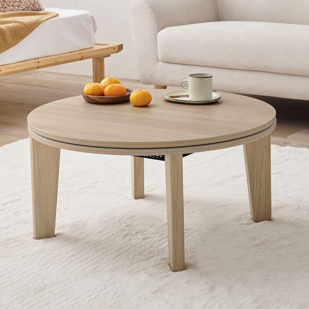 こたつテーブル 円型 直径68cm 大理石調 木目調 カジュアルコタツ （ こたつ テーブル 小さい リビングテーブル ローテーブル コタツ コンパクト 丸 円形 リビング 1年中 使える 座卓 シンプル 一人暮らし センターテーブル ） 【マーブルホワイト】