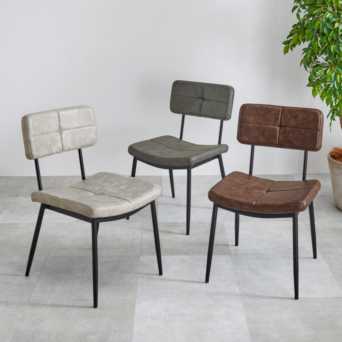 ダイニングチェア 同色2脚セット 座面高42cm ヴィンテージ調 ( 食卓椅子 チェア ダイニング イス 椅子 レザー調 アームレス デスクチェア 食卓 リビング おしゃれ ダイニングチェアー リビングチェア ワークチェア ) 【ダークブラウン】 ダークブラウン