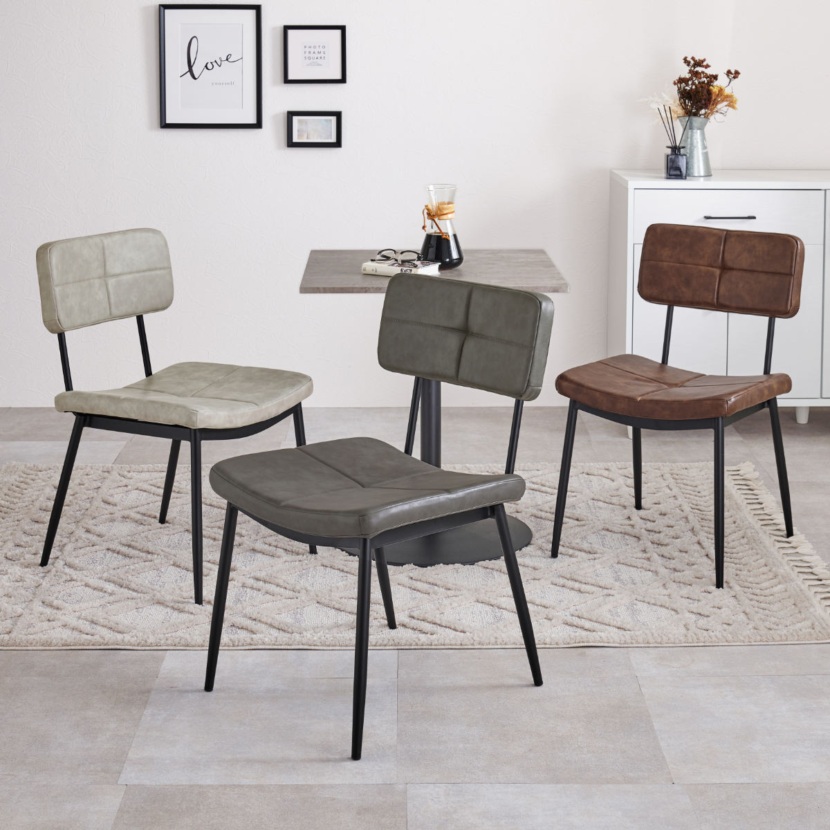 ダイニングチェア 同色2脚セット 座面高42cm ヴィンテージ調 ( 食卓椅子 チェア ダイニング イス 椅子 レザー調 アームレス デスクチェア 食卓 リビング おしゃれ ダイニングチェアー リビングチェア ワークチェア ) 【ダークブラウン】 ダークブラウン