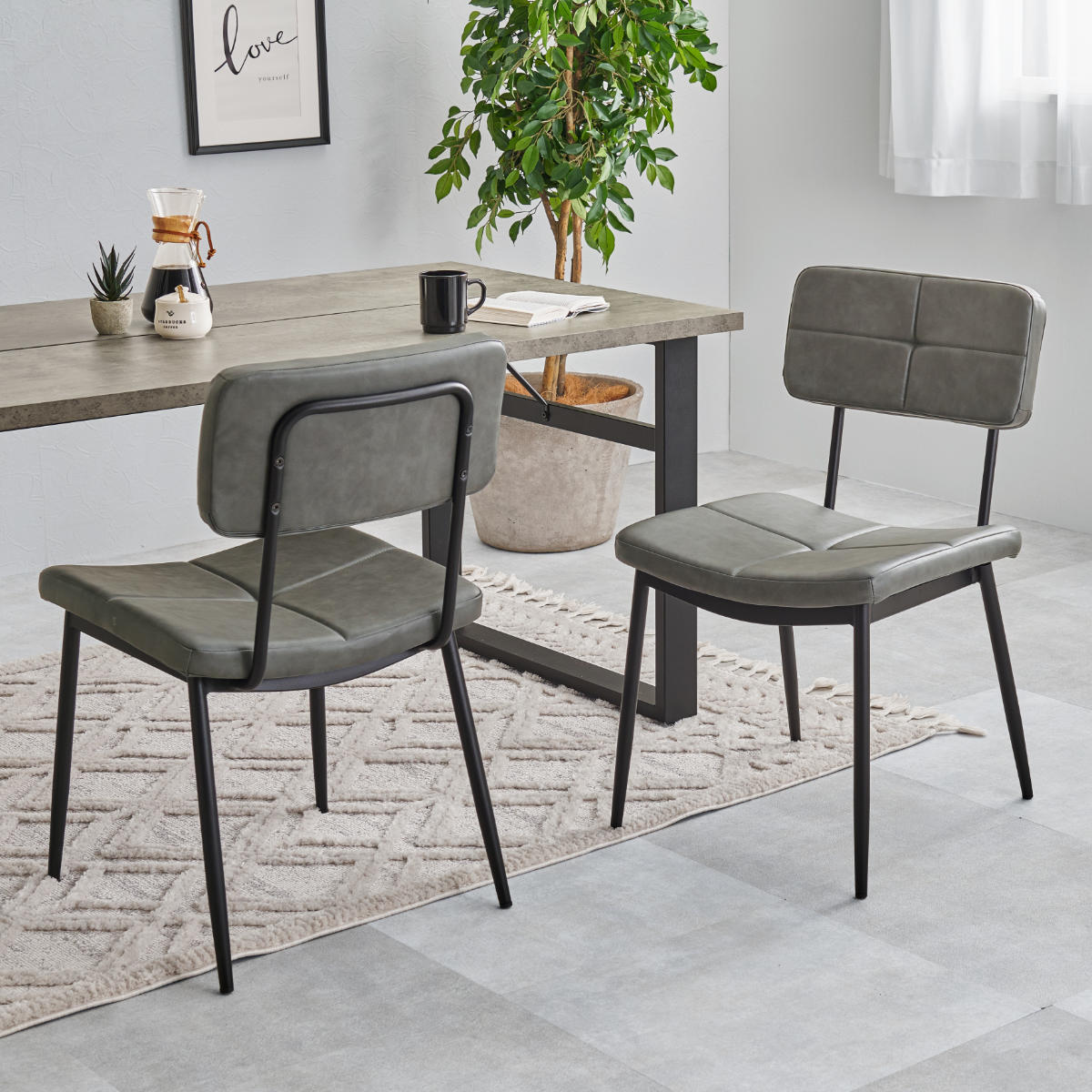 ダイニングチェア 同色2脚セット 座面高42cm ヴィンテージ調 ( 食卓椅子 チェア ダイニング イス 椅子 レザー調 アームレス デスクチェア 食卓 リビング おしゃれ ダイニングチェアー リビングチェア ワークチェア ) 【ダークブラウン】 ダークブラウン