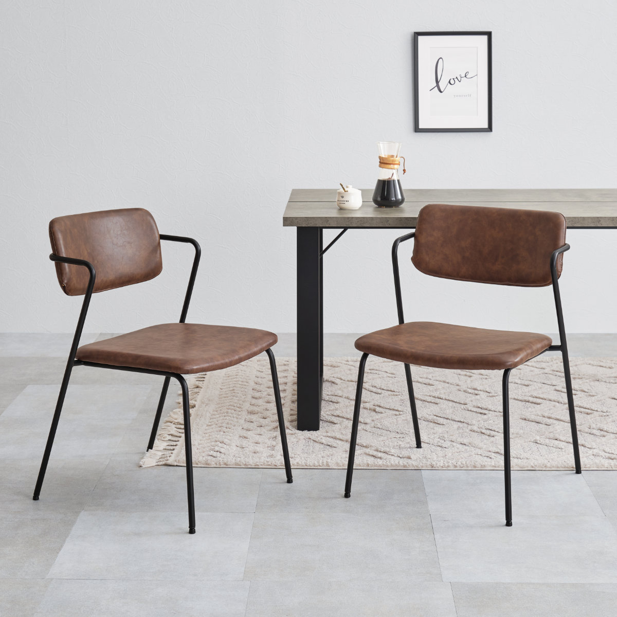 ダイニングチェア 同色2脚セット 座面高42cm ヴィンテージ調 Z型フレーム ( 食卓椅子 チェア ダイニング イス 椅子 レザー調 デスクチェア リビングチェア リビング おしゃれ ダイニングチェアー ワークチェア いす チェアー ) 【ダークグレー】 ダークグレー