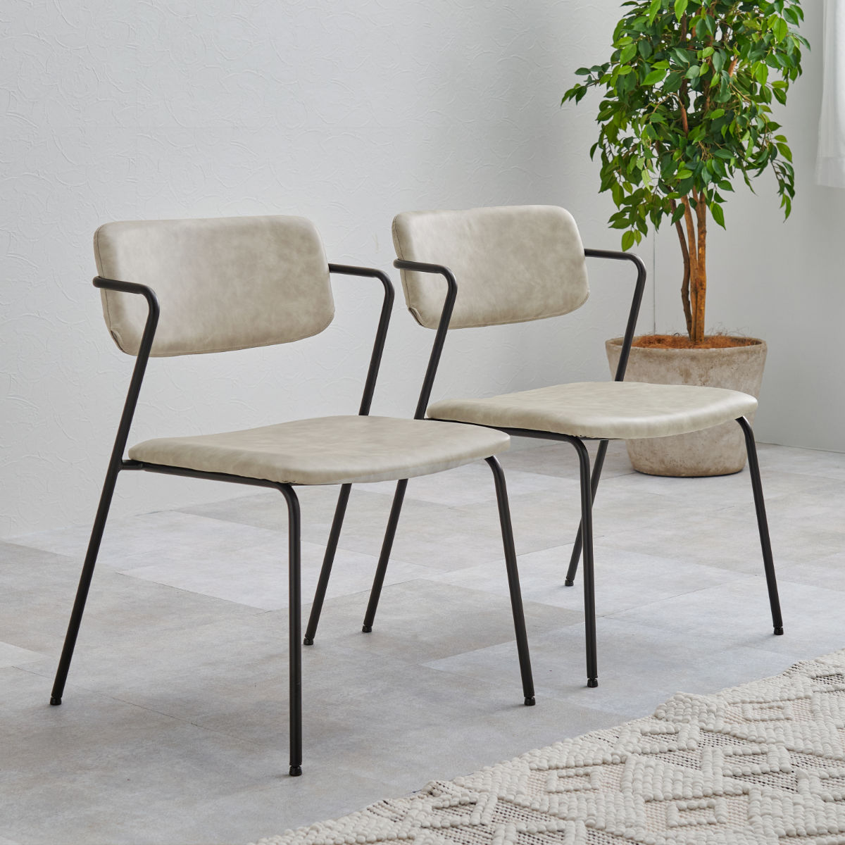 ダイニングチェア 同色2脚セット 座面高42cm ヴィンテージ調 Z型フレーム ( 食卓椅子 チェア ダイニング イス 椅子 レザー調 デスクチェア リビングチェア リビング おしゃれ ダイニングチェアー ワークチェア いす チェアー ) 【ダークグレー】 ダークグレー