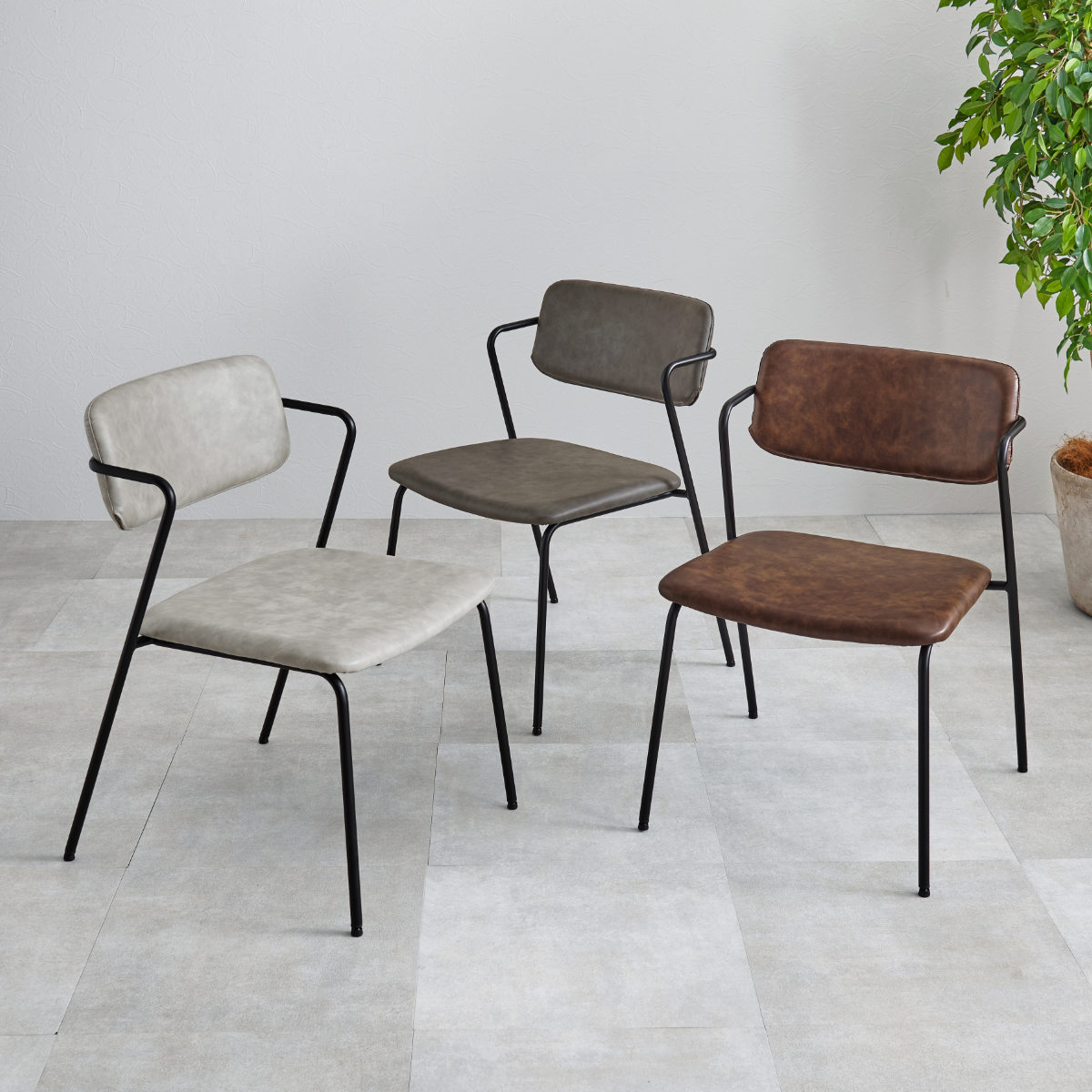 ダイニングチェア 同色2脚セット 座面高42cm ヴィンテージ調 Z型フレーム ( 食卓椅子 チェア ダイニング イス 椅子 レザー調 デスクチェア リビングチェア リビング おしゃれ ダイニングチェアー ワークチェア いす チェアー ) 【ダークグレー】 ダークグレー