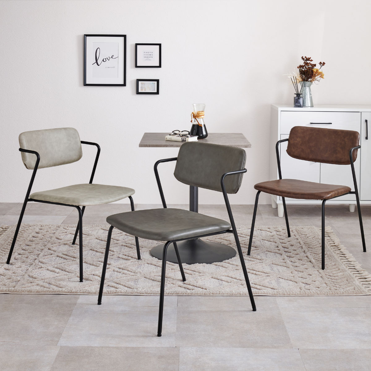 ダイニングチェア 同色2脚セット 座面高42cm ヴィンテージ調 Z型フレーム ( 食卓椅子 チェア ダイニング イス 椅子 レザー調 デスクチェア リビングチェア リビング おしゃれ ダイニングチェアー ワークチェア いす チェアー ) 【ダークグレー】 ダークグレー