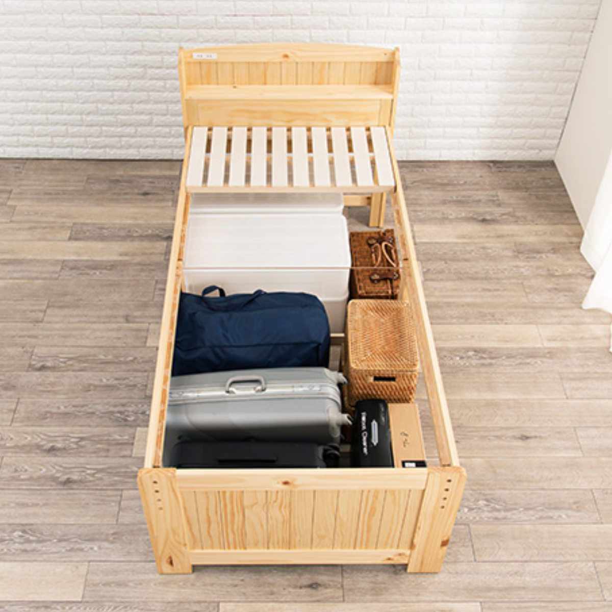 すのこベッド シングル ポケットマット付 宮棚 2口コンセント付 ( ベッド マットレス付 ポケットコイル コンセント付 天然木 ベッドフレーム 厚さ20cm ライトブラウン ナチュラル ホワイトウォッシュ ) 【ライトブラウン】 ライトブラウン