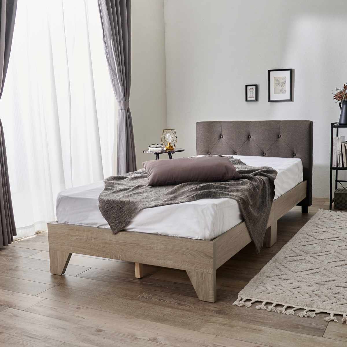 ファブリックベッド シングル 背もたれ すのこ ( ベッド ファブリック 耐荷重350kg 寝具 スノコ フレーム ダークブラウン ダークネイビー アイボリー ) 【ダークネイビー】 ダークネイビー