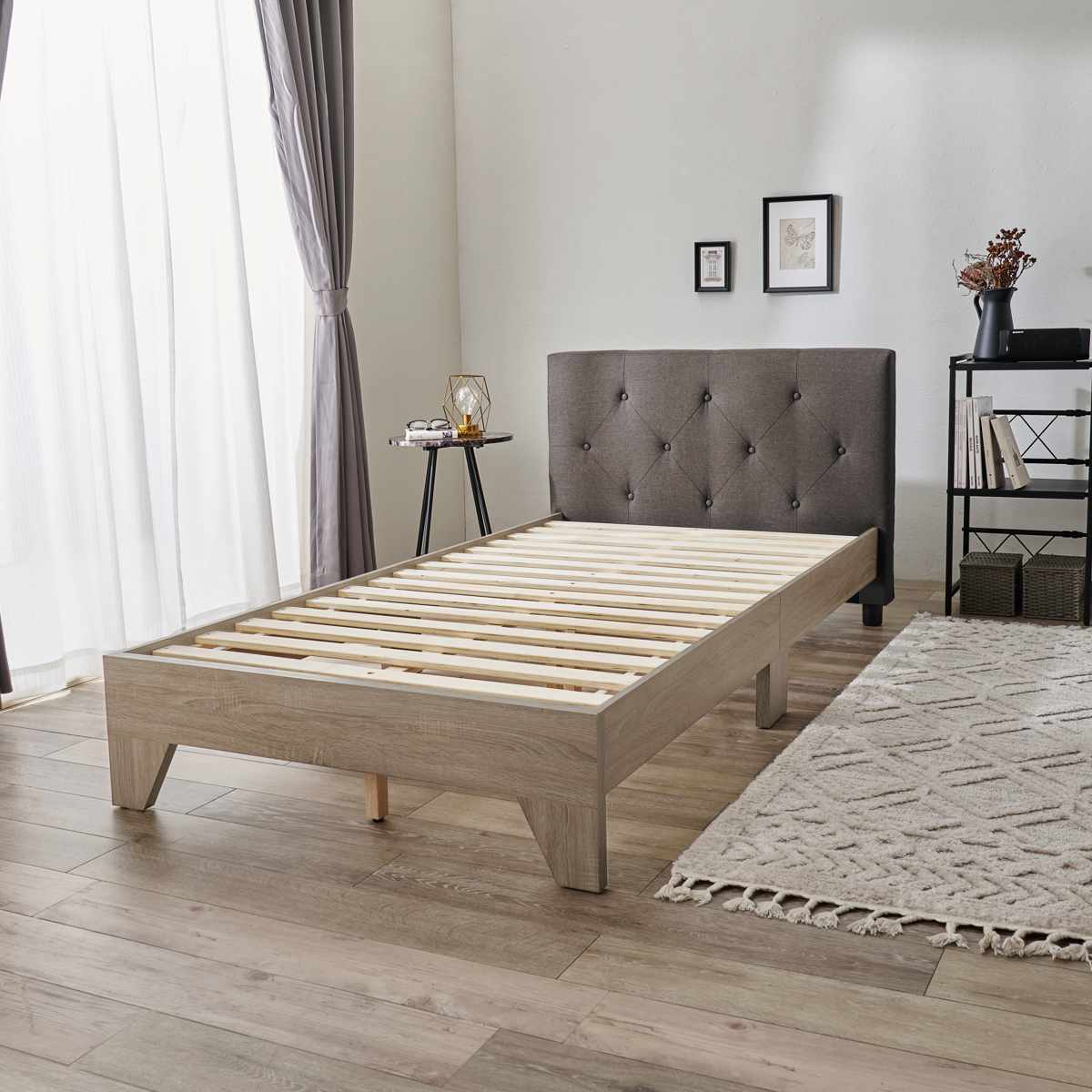 ファブリックベッド シングル 背もたれ すのこ ( ベッド ファブリック 耐荷重350kg 寝具 スノコ フレーム ダークブラウン ダークネイビー アイボリー ) 【ダークネイビー】 ダークネイビー