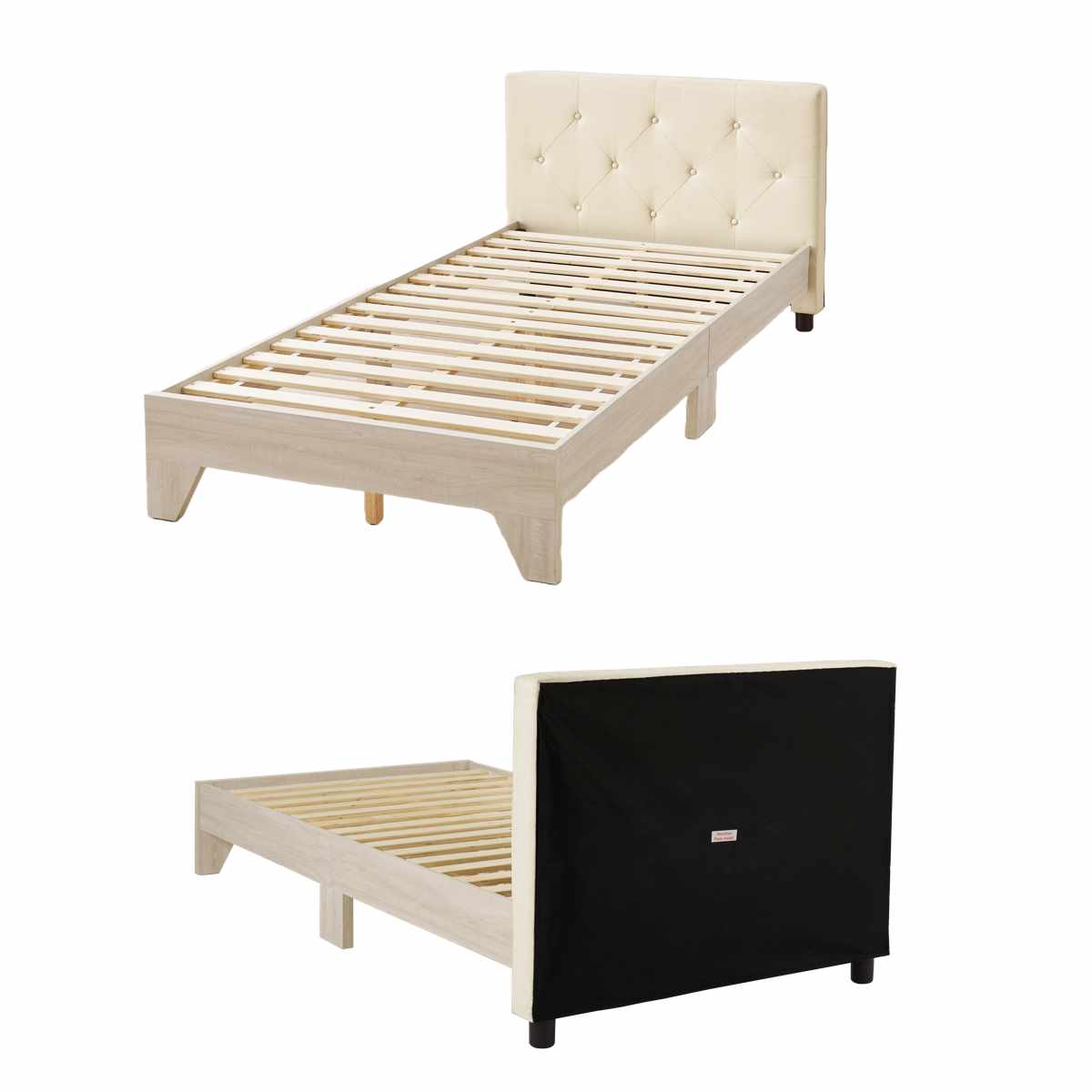 ファブリックベッド シングル 背もたれ すのこ ( ベッド ファブリック 耐荷重350kg 寝具 スノコ フレーム ダークブラウン ダークネイビー アイボリー ) 【ダークネイビー】 ダークネイビー