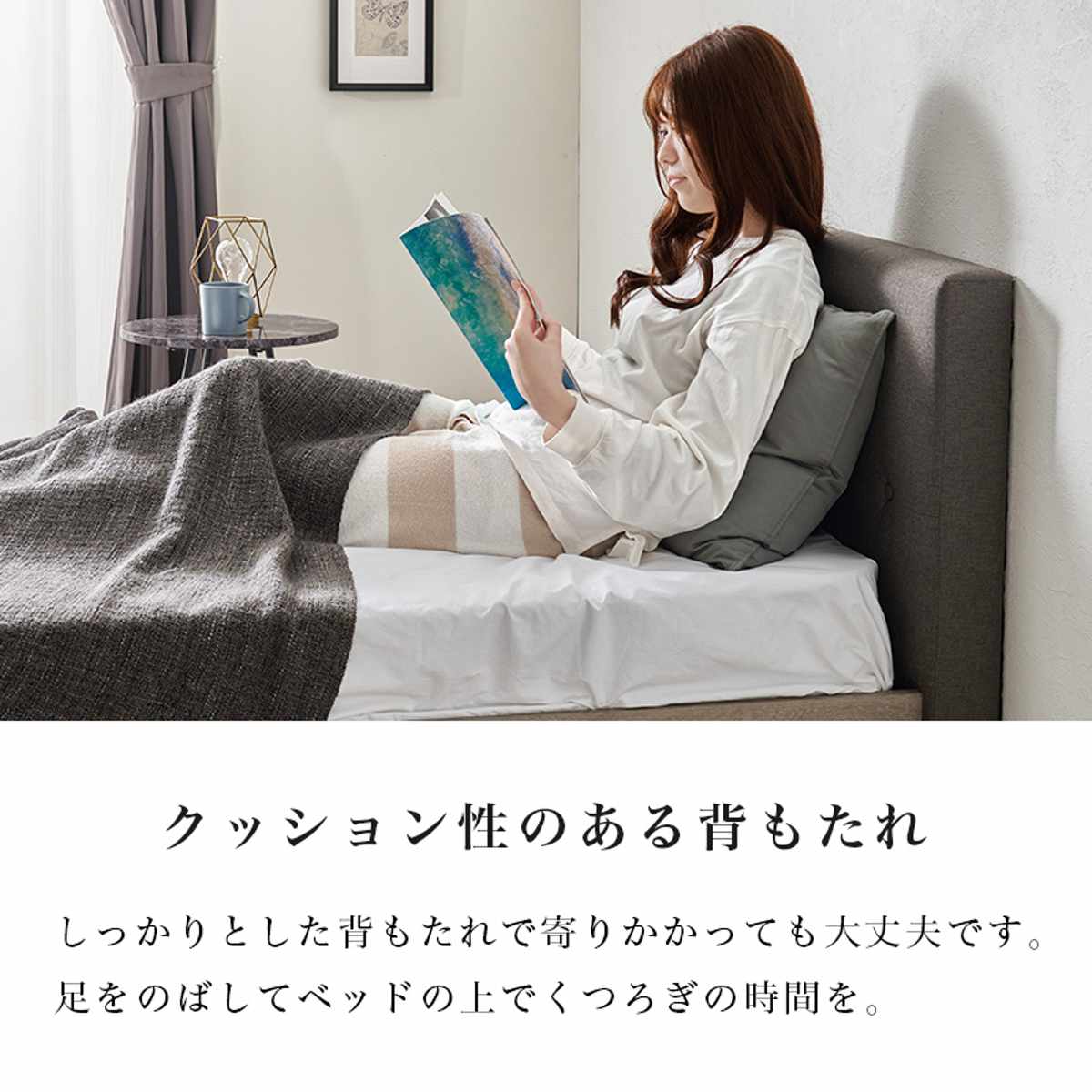 ファブリックベッド シングル 背もたれ すのこ ( ベッド ファブリック 耐荷重350kg 寝具 スノコ フレーム ダークブラウン ダークネイビー アイボリー ) 【ダークネイビー】 ダークネイビー