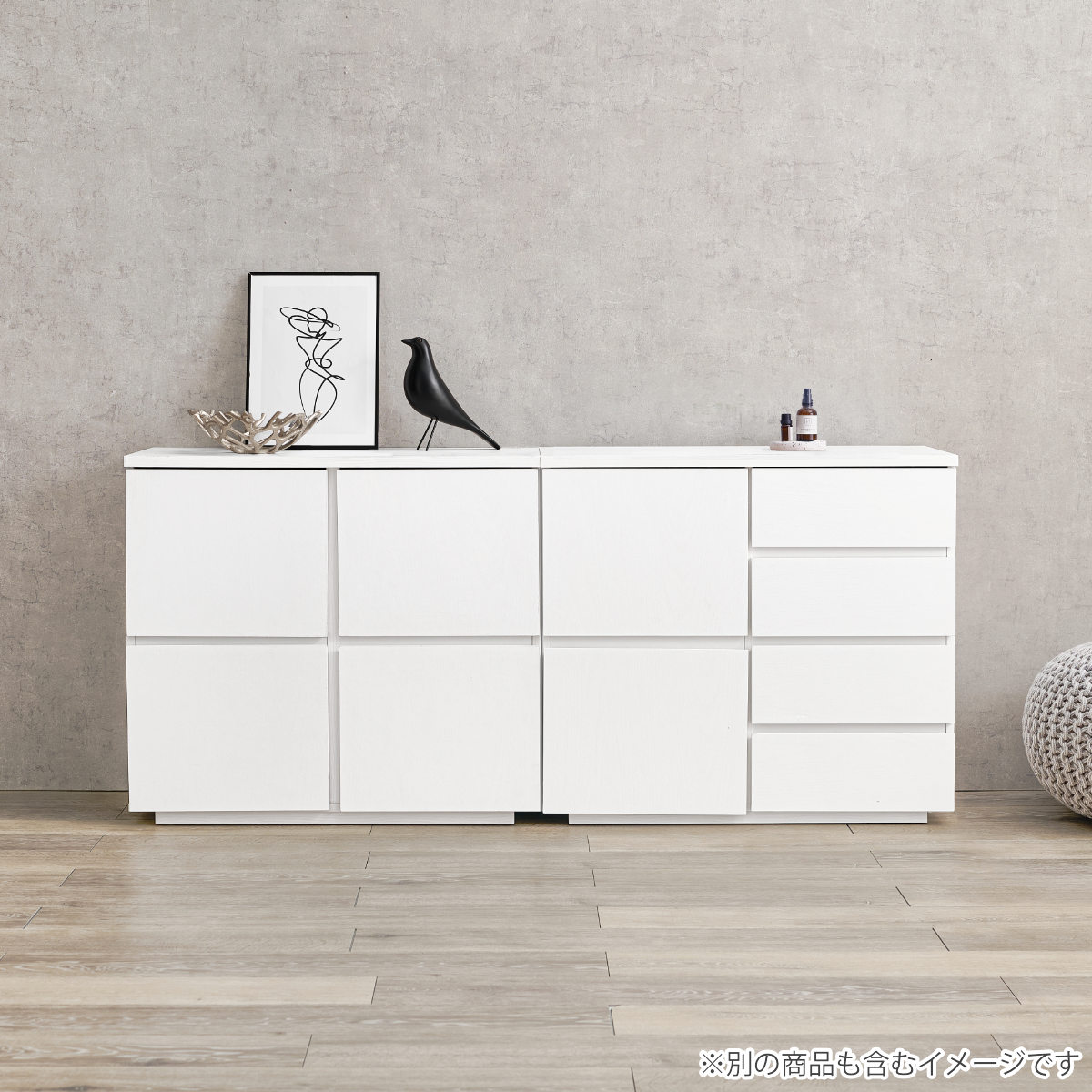 キャビネット 幅79cm 扉付 背面化粧 可動棚 ( チェスト リビングボード 収納 引出し 棚 家具 間仕切り 収納棚 ラック ダークブラウン ナチュラル ホワイト シンプル ) 【ホワイト】 ホワイト