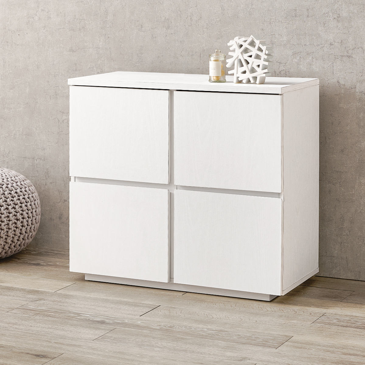 キャビネット 幅79cm 扉付 背面化粧 可動棚 ( チェスト リビングボード 収納 引出し 棚 家具 間仕切り 収納棚 ラック ダークブラウン ナチュラル ホワイト シンプル ) 【ホワイト】 ホワイト