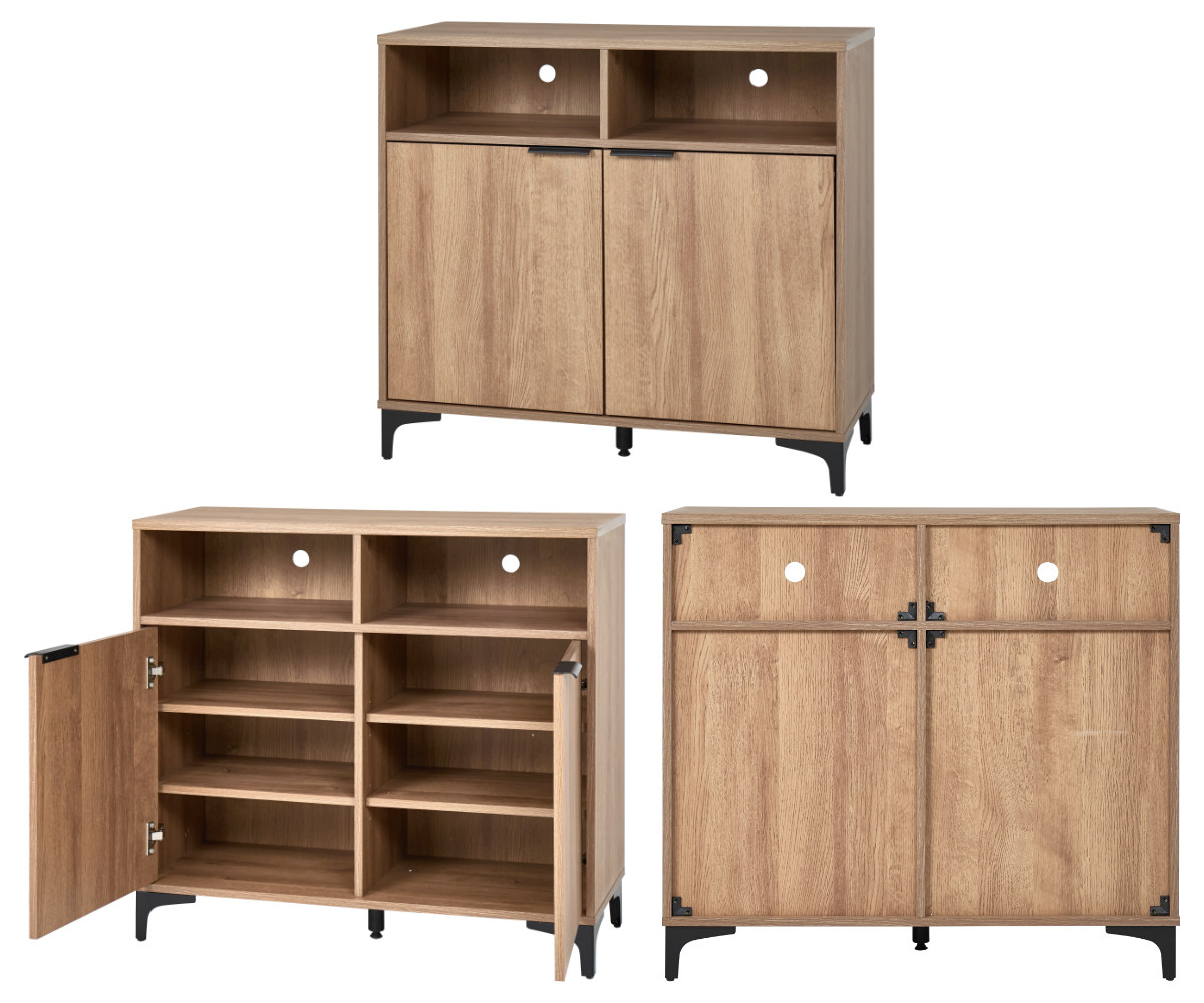 キャビネット 幅90cm 木目調 背面化粧 ( 棚 ラック 収納 家具 A4対応 テレビ台 可動棚 テレビボード サイドボード リビング ナチュラル ホワイト ダークブラウン ) 【ホワイト】 ホワイト