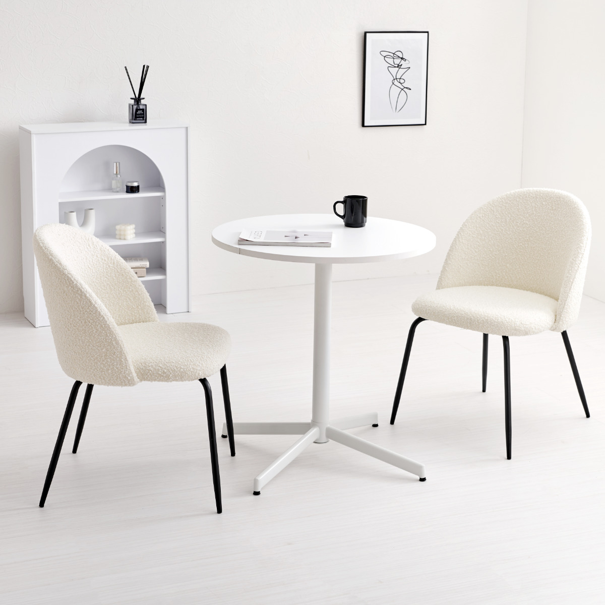 ダイニングチェア 同色2脚セット タイプ1 座面高44cm ブークレ生地 ( 食卓椅子 チェア ダイニング イス 椅子 スチール ファブリック アームレス 食卓 リビング おしゃれ ダイニングチェアー リビングチェア デスクチェア ) 【ダークグレー】 ダークグレー