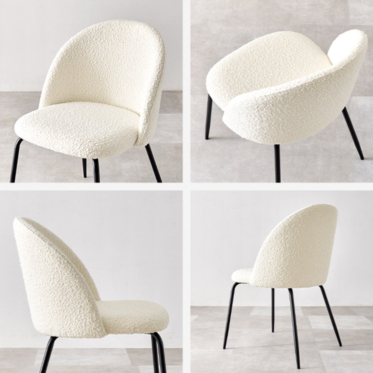 ダイニングチェア 同色2脚セット タイプ1 座面高44cm ブークレ生地 ( 食卓椅子 チェア ダイニング イス 椅子 スチール ファブリック アームレス 食卓 リビング おしゃれ ダイニングチェアー リビングチェア デスクチェア ) 【ダークグレー】 ダークグレー