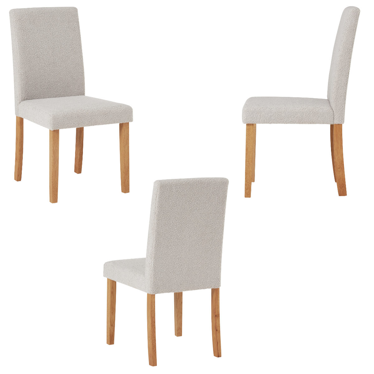 ダイニングチェア 同色2脚セット ブークレ生地タイプ 座面高44cm ( 食卓椅子 チェア ダイニング イス 椅子 木製 天然木 ファブリック ハイバック 食卓 リビング おしゃれ ダイニングチェアー リビングチェア アームレス ) 【ホワイト】 ホワイト