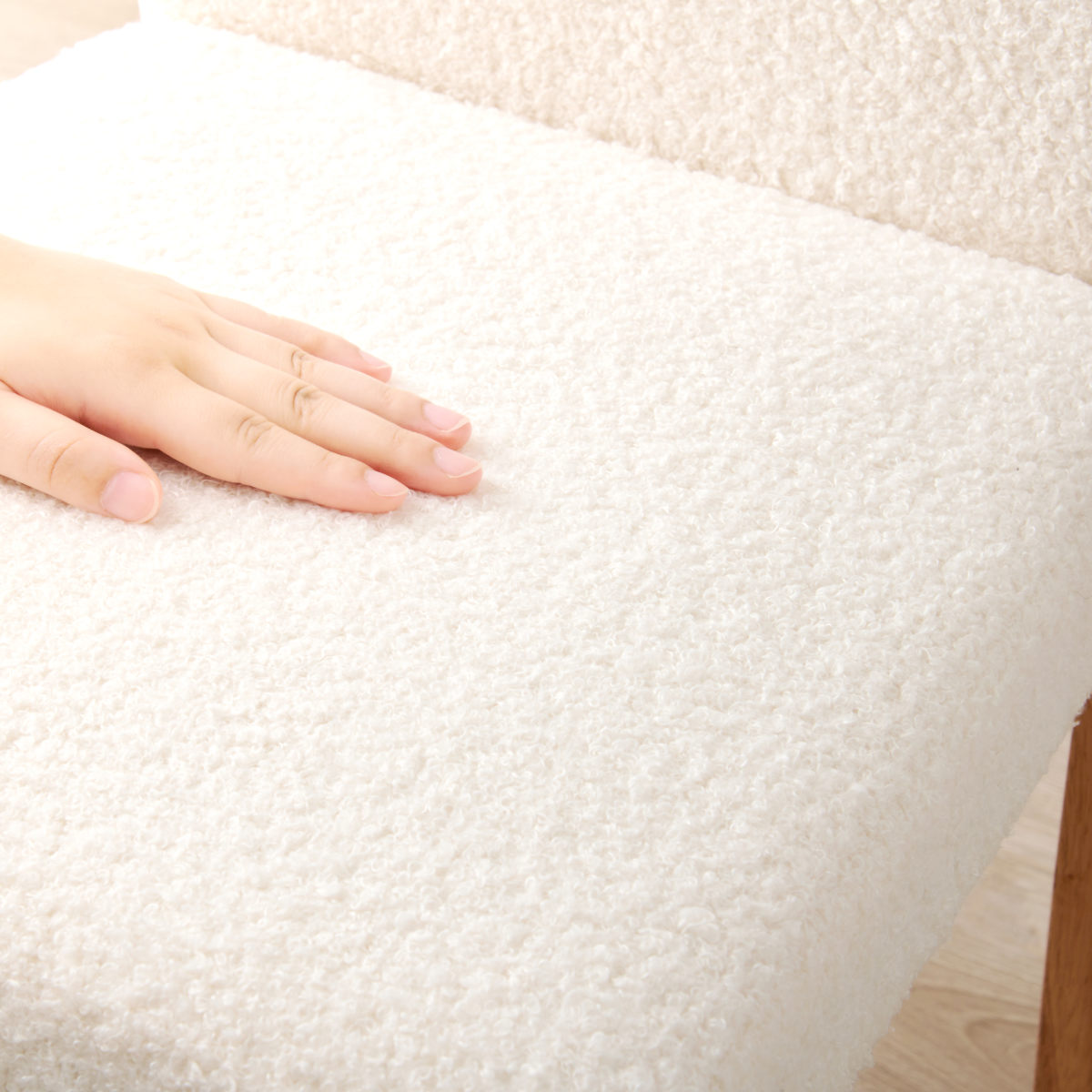 ダイニングチェア 同色2脚セット ブークレ生地タイプ 座面高44cm ( 食卓椅子 チェア ダイニング イス 椅子 木製 天然木 ファブリック ハイバック 食卓 リビング おしゃれ ダイニングチェアー リビングチェア アームレス ) 【ホワイト】 ホワイト