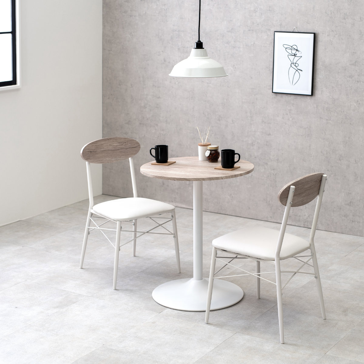 ダイニングテーブルセット 2人掛け 3点セット 円型テーブル×1 チェア×2 ( ダイニングセット 2人用 コンパクト 食卓テーブル 椅子 丸 円形 直径60cm 木目調 イス テーブル ダイニングテーブル ダイニングチェア おしゃれ ) 【ブラウン】 ブラウン