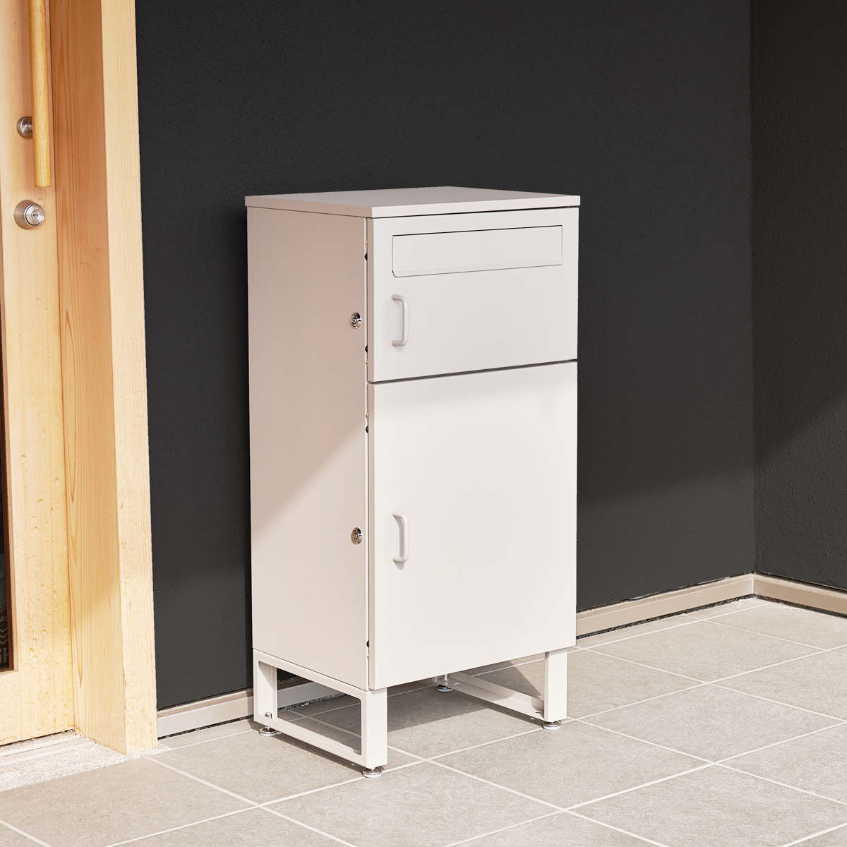 宅配ボックス 郵便ポスト コンパクト 2段 ( ポスト 宅配 ボックス 宅配ポスト 一戸建て用 スタンドポスト ポスト一体型 小型 据え置き 置き配用ボックス 郵便 郵便受け 宅配BOX 2段式 防錆加工 鍵付き 戸建 屋外 おしゃれ ) 【ブラック】 ブラック