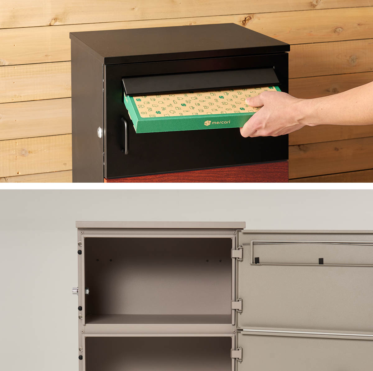 宅配ボックス 郵便ポスト コンパクト 2段 ( ポスト 宅配 ボックス 宅配ポスト 一戸建て用 スタンドポスト ポスト一体型 小型 据え置き 置き配用ボックス 郵便 郵便受け 宅配BOX 2段式 防錆加工 鍵付き 戸建 屋外 おしゃれ ) 【ブラック】 ブラック