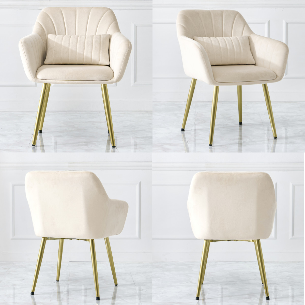 チェア 座面高41cm ベロア クッション付き 姫系 貝殻 シェル 椅子 ( リビングチェア ダイニング イス 食卓椅子 デスクチェア 座面 低い 広い 肘掛け ファブリック チェアー いす 食卓 リビング パーソナルチェア ドレッサー ) 【ライトグレー】 ライトグレー