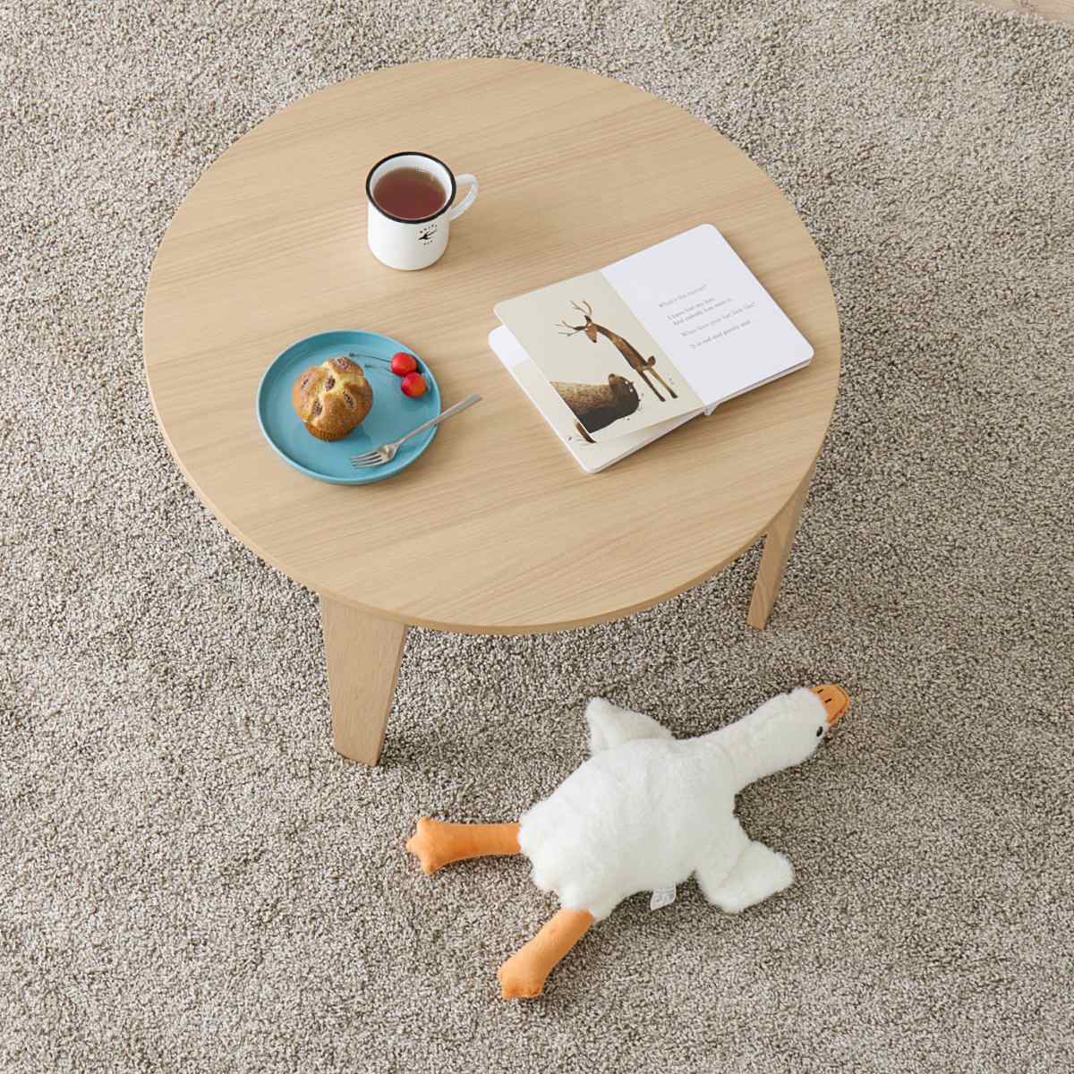 折れ脚テーブル 直径69cm 円形 コンパクト 折りたたみ クルール ( テーブル 丸 丸形 完成品 折れ脚 リビングテーブル センターテーブル 来客用 子ども 丸型 丸テーブル 折りたたみテーブル リビング おしゃれ 座卓 ) 【クリアホワイト】 クリアホワイト