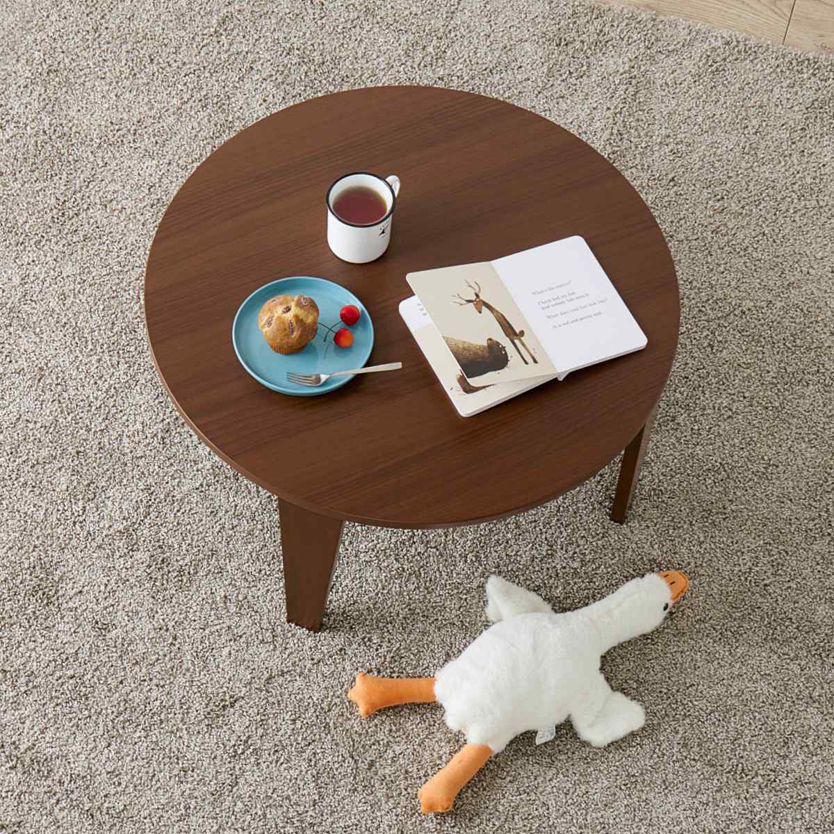 折れ脚テーブル 直径69cm 円形 コンパクト 折りたたみ クルール ( テーブル 丸 丸形 完成品 折れ脚 リビングテーブル センターテーブル 来客用 子ども 丸型 丸テーブル 折りたたみテーブル リビング おしゃれ 座卓 ) 【クリアホワイト】 クリアホワイト