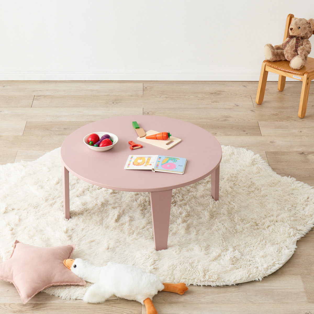 折れ脚テーブル 直径69cm 円形 コンパクト 折りたたみ クルール ( テーブル 丸 丸形 完成品 折れ脚 リビングテーブル センターテーブル 来客用 子ども 丸型 丸テーブル 折りたたみテーブル リビング おしゃれ 座卓 ) 【クリアホワイト】 クリアホワイト