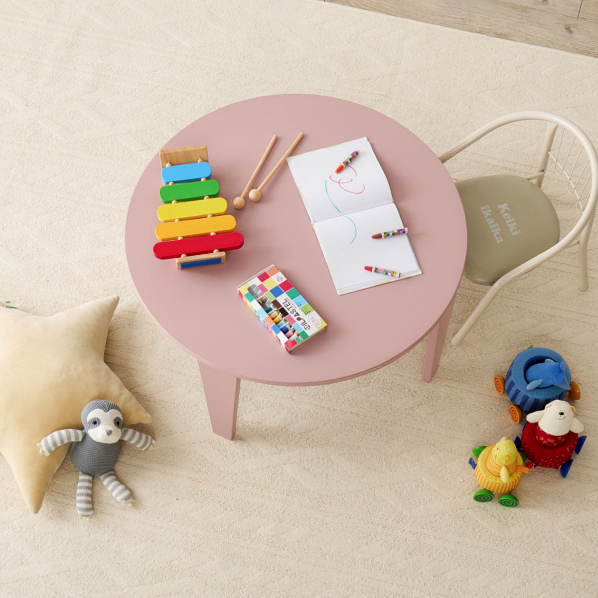 折れ脚テーブル 直径69cm 円形 コンパクト 折りたたみ クルール ( テーブル 丸 丸形 完成品 折れ脚 リビングテーブル センターテーブル 来客用 子ども 丸型 丸テーブル 折りたたみテーブル リビング おしゃれ 座卓 ) 【クリアホワイト】 クリアホワイト