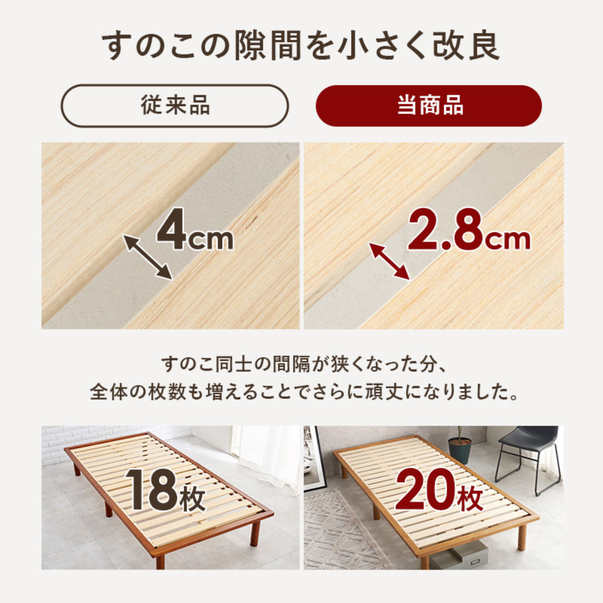 ベッド セミシングル 敷布団対応 耐荷重350kg 高さ3段階 ( すのこベッド ロング 3段階 高さ調節 天然木 木製 高耐荷重 簡単組み立て 低ホルムアルデヒド ナチュラル ライトブラウン ) 【ライトブラウン】 ライトブラウン