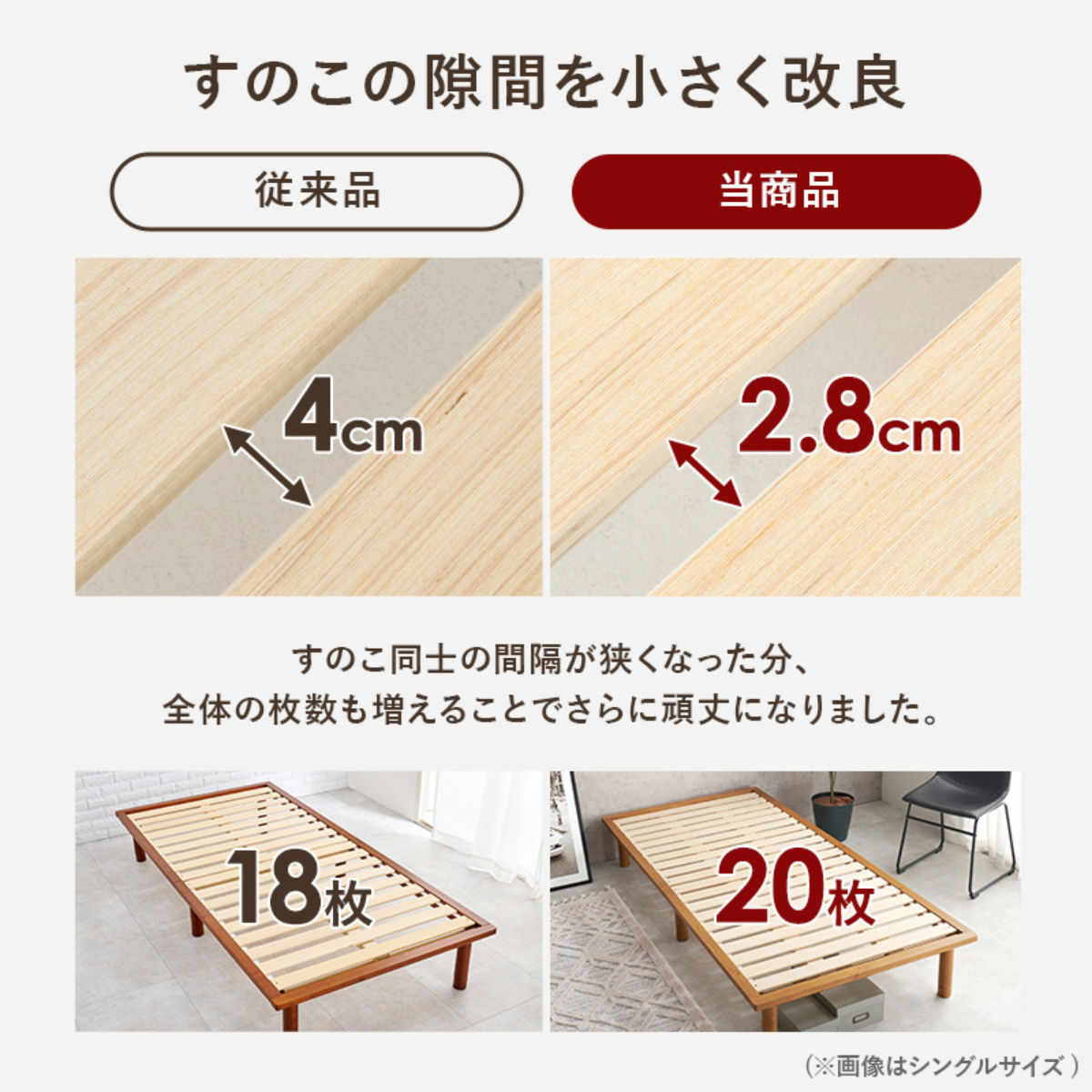 ベッド セミダブル 敷布団対応 耐荷重350kg 高さ3段階 ( すのこベッド ロング 3段階 高さ調節 天然木 木製 高耐荷重 簡単組み立て 低ホルムアルデヒド ナチュラル ライトブラウン ) 【ライトブラウン】 ライトブラウン