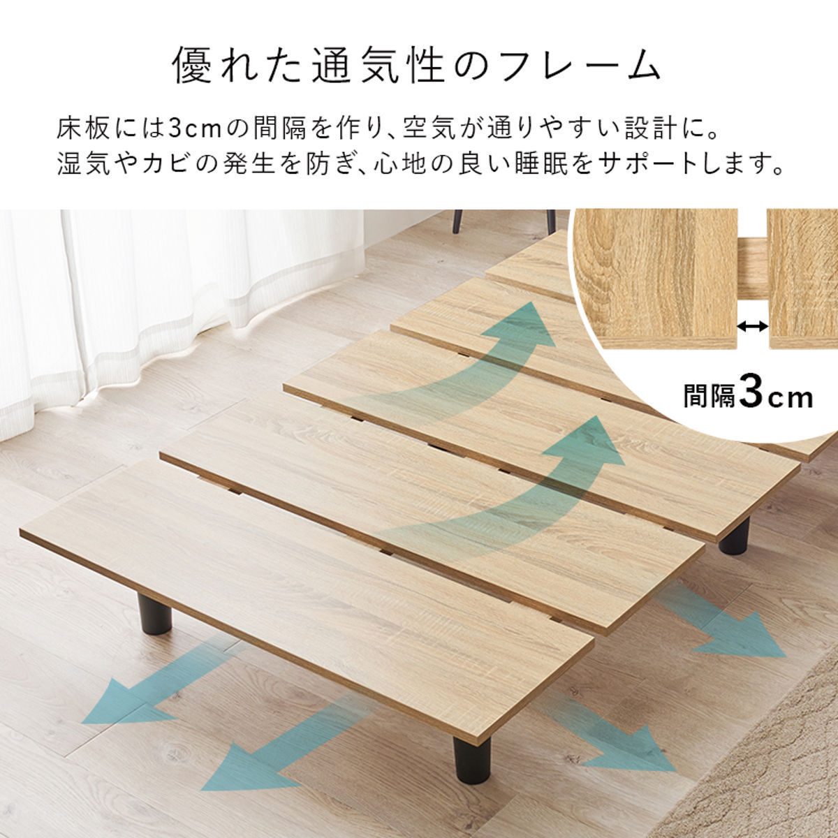 ステージ風ベッド シングル ボンネルコイルマットレス付 ロースタイル 2口コンセント付 ( ベッド マットレス付 ステージ風 通気性 圧縮梱包 ボンネルコイル 耐荷重200kg コンセント付き ブラウン ナチュラル ) 【ナチュラル】 ナチュラル