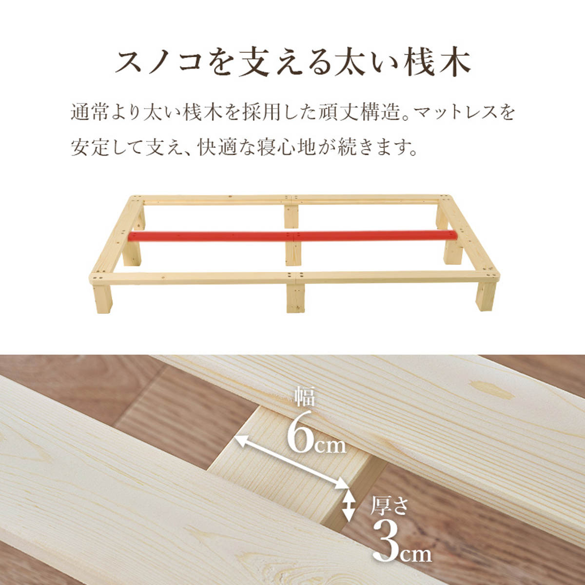 すのこベッド シングル 天然木 マットレス付き お掃除ロボット対応 ( ベッド 木製 通気性 すのこ マットレスセット 圧縮梱包 ボンネルコイル 耐荷重200kg 厚さ14.5cm ノンホルマリン パイン材 無塗装 高耐荷重 )