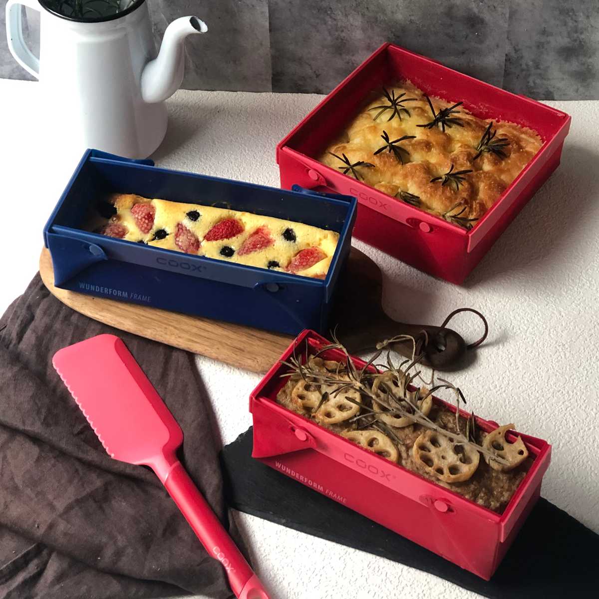 ケーキ型 coox 洗いやすい たためる焼き型 SQ ( シリコーン オーブン対応 食洗機対応 焼き型 シリコンケーキ型 四角 スクエア おしゃれ かわいい コンパクト たためる お菓子づくり 料理 手作り 型 ケーキ ゼリー テリーヌ ) 【ブルー】 ブルー