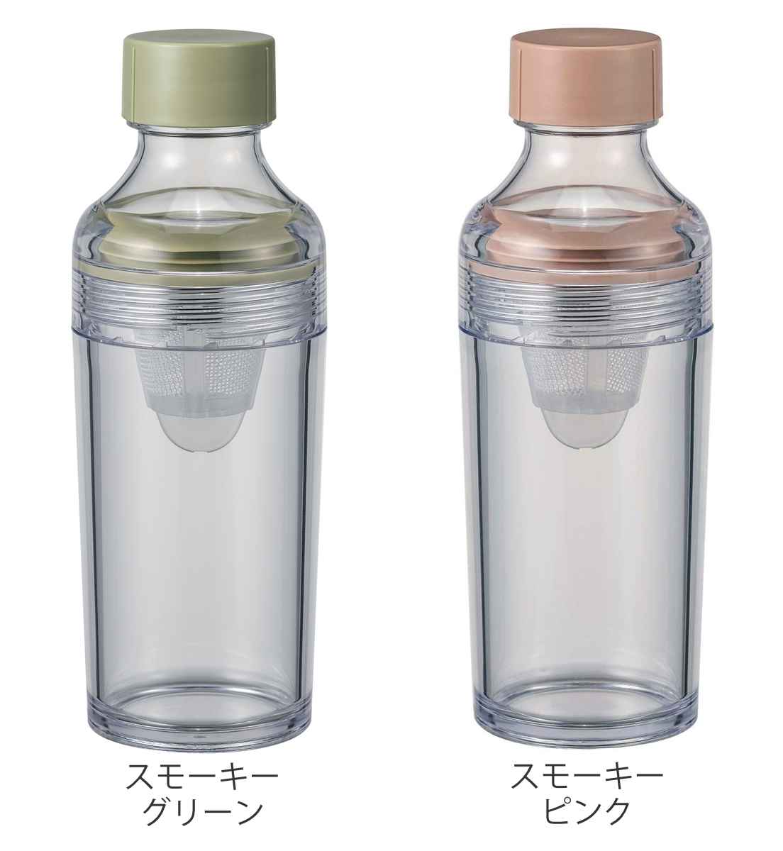 ハリオ フィルターインボトル ポータブル 160ml プラスチック FIBP-16 （ HARIO 食洗機対応 冷水筒 水差し 麦茶ポット 水さし  冷水ポット 持ち運び 熱湯 スリム ストレーナー付き 茶こし付き 茶漉し 水出し茶 おしゃれ ） 【スモーキーグリーン】