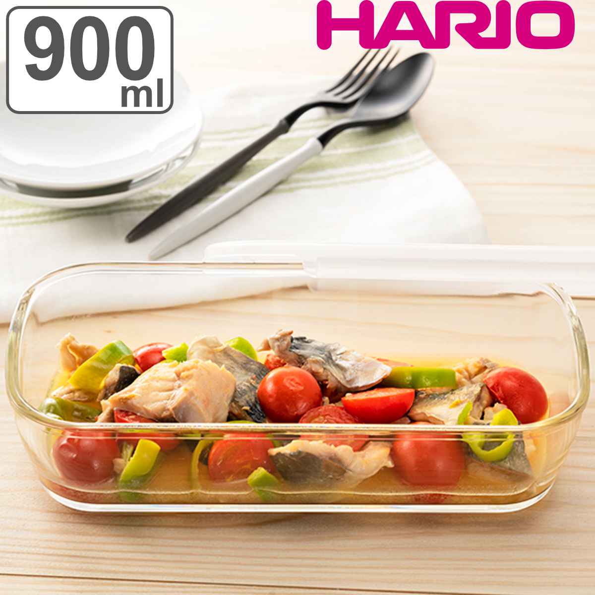 ハリオ 保存容器 900ml 耐熱ガラス製保存容器 角型 （ HARIO 耐熱ガラス ガラス 電子レンジ対応 食洗機対応 オーブン対応 日本製 耐熱容