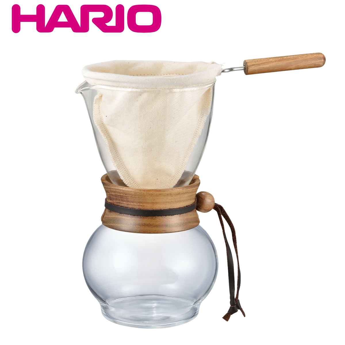 ハリオ ドリップポット ウッドネック 480ml 耐熱ガラス DPW-3 （ HARIO コーヒーサーバー ガラス カラフェ ドリッパー ペーパーレス コー