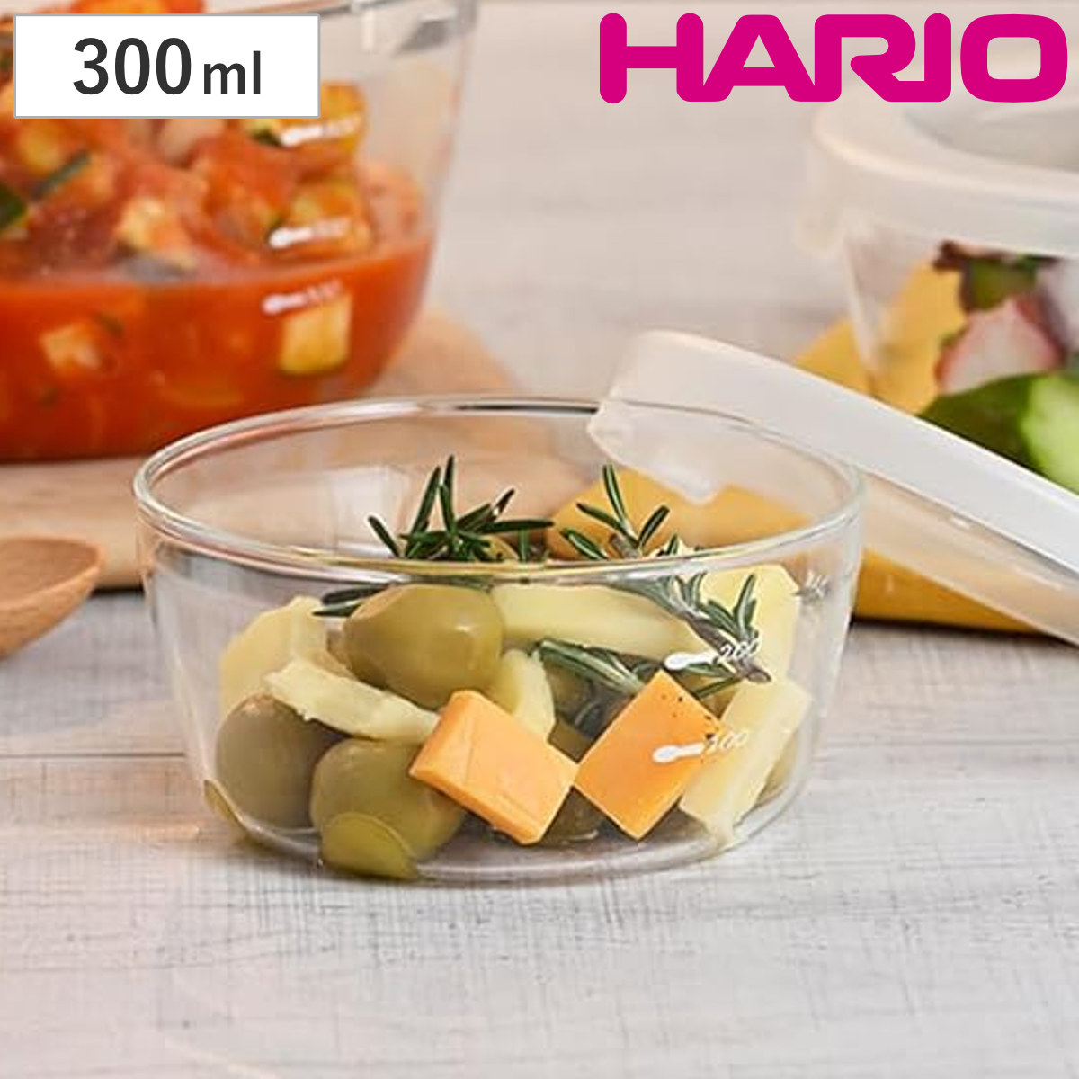 ハリオ 保存容器 300ml 耐熱ガラス製保存容器 丸 ( HARIO 耐熱ガラス ガラス 電子レンジ対応 食洗機対応 冷蔵 日本製 丸型 耐熱容器 保存 容器 食品保存 ガラス容器 キャニスター ガラス保存容器 クリア 透明 )