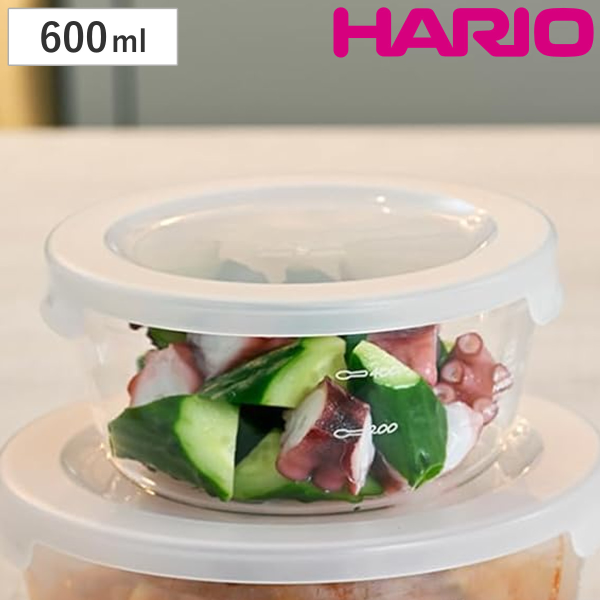 ハリオ 保存容器 600ml 耐熱ガラス製保存容器 丸 ( HARIO 耐熱ガラス ガラス 電子レンジ対応 食洗機対応 冷蔵 日本製 丸型 耐熱容器 保存 容器 食品保存 ガラス容器 キャニスター ガラス保存容器 クリア 透明 )